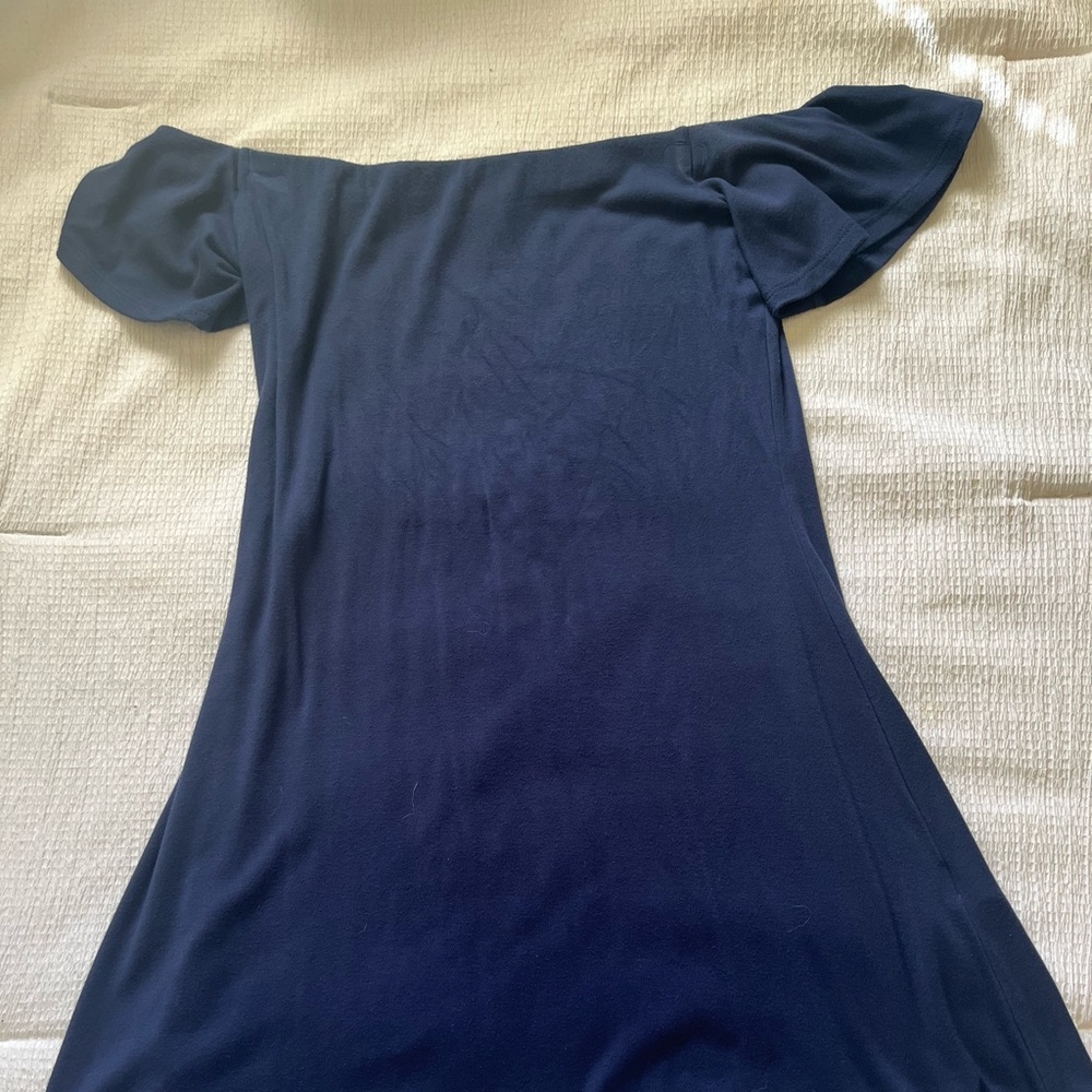 Navy Blue Off the Shoulder Mini Dress
